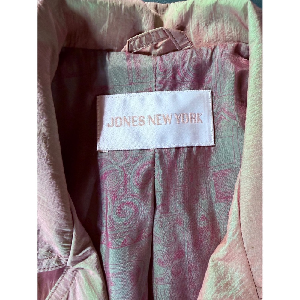 Vintage 90s Jones New York Trench Coat Sm Iridescent Pink Green Fairy Whimsical - Picture 3 of 13